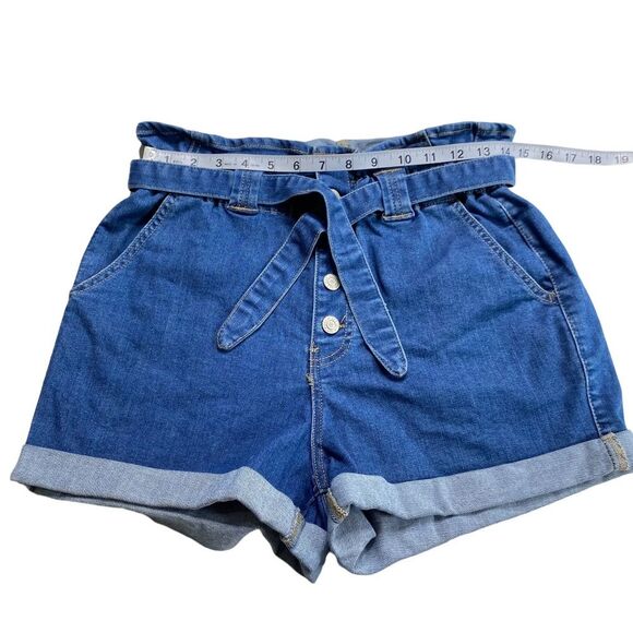 Wax Jeans Paperbag Waist Denim High Rise Shorts Blue Sz S - Picture 6 of 13